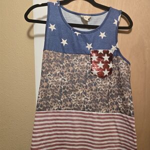 Stylish Womens Starry Blue and Red Tank Top